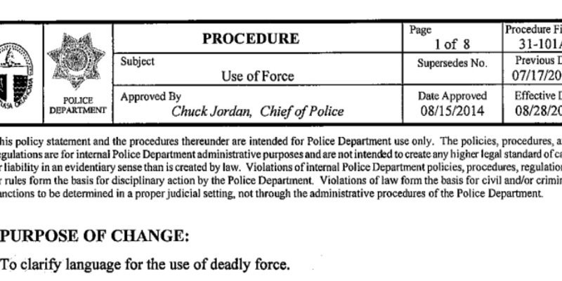 Read Tulsa Police Department’s Use of Force policy