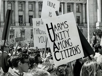 FBI's campaign to discredit HUAC protests as Communist agitation faced internal pressures