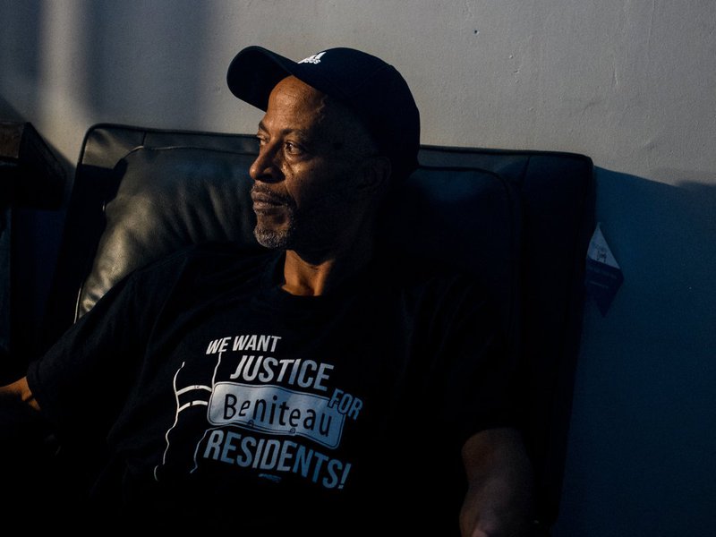 Shobe has his own air monitor on his porch. Photograph: Brittany Greeson/The Guardian