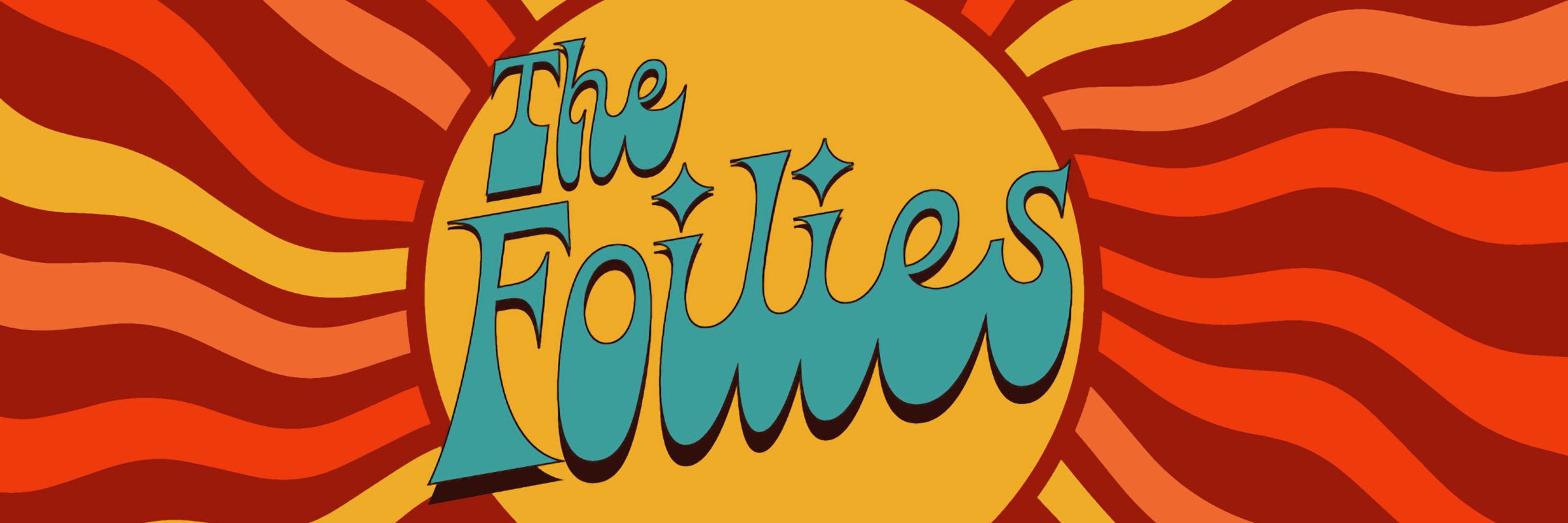 A groovy-style yellow sun on a pyschalic background that says "The Foilies"
