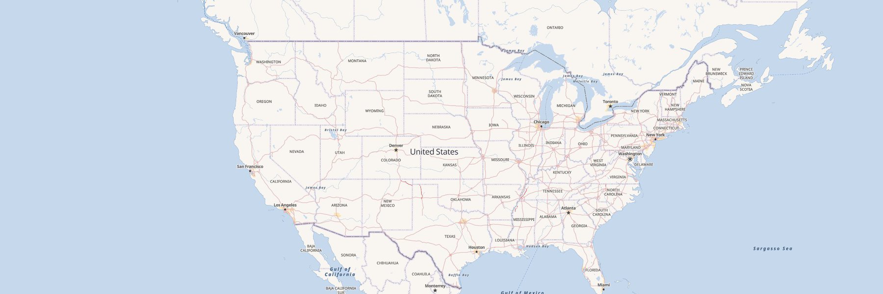 A clean looking map of the continental United States.