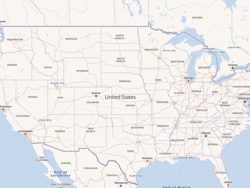 A clean looking map of the continental United States.