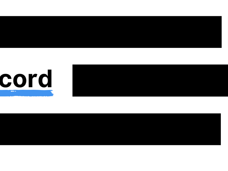 Black redaction bars on a white background with the words For the Record