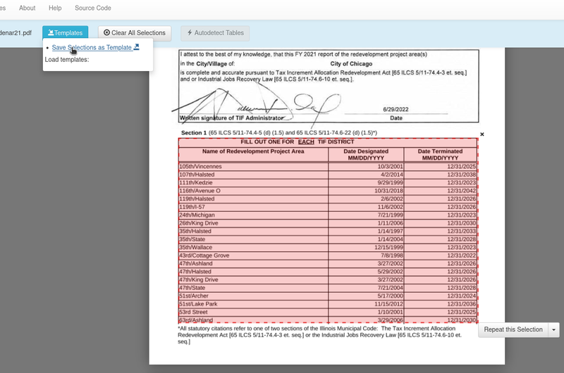 Software menu for Tabula desktop that shows the ability to generate a template.