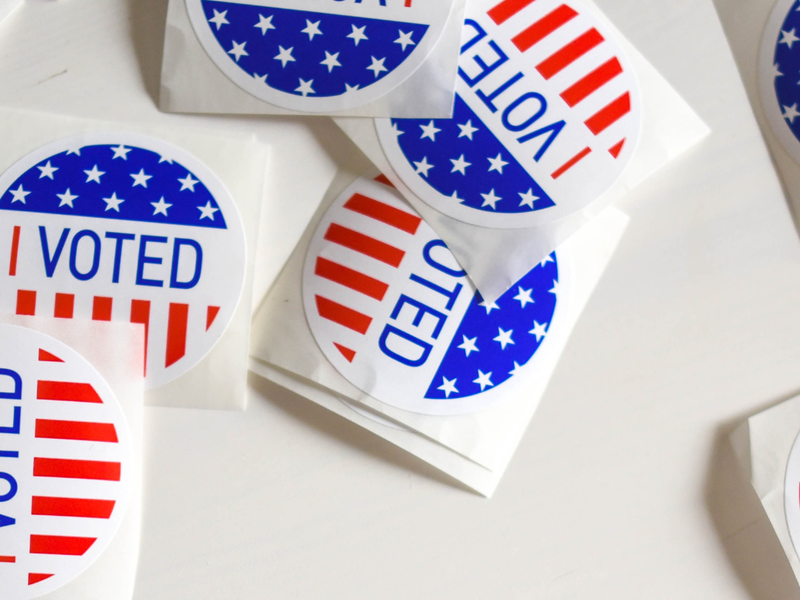 I voted stickers on a white background