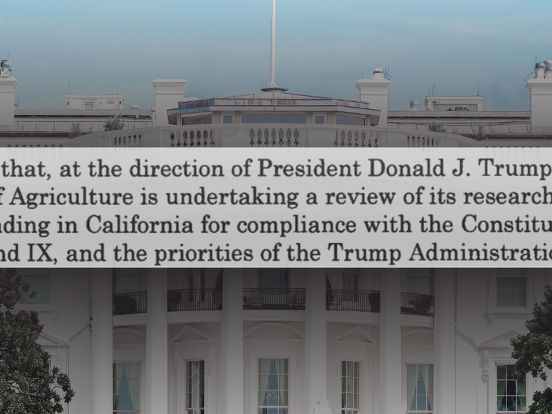 The white house with a document in front