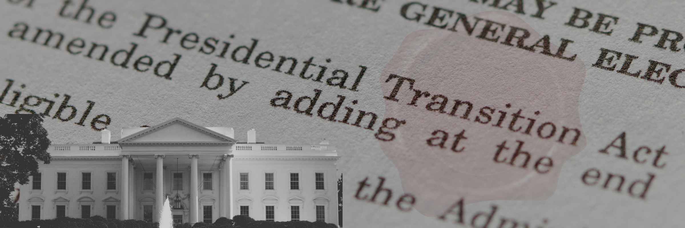 The white house behind a document that mentions the presidential transition act