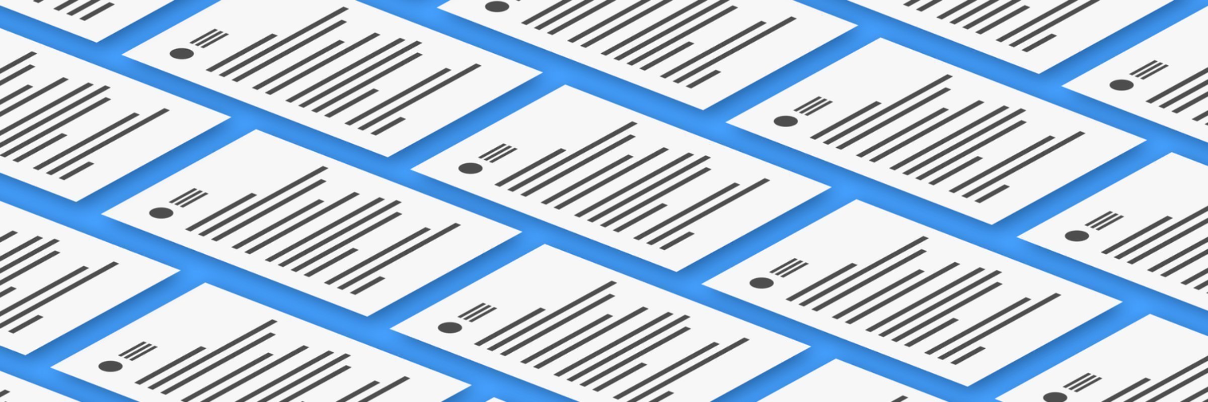 Documents on a blue background
