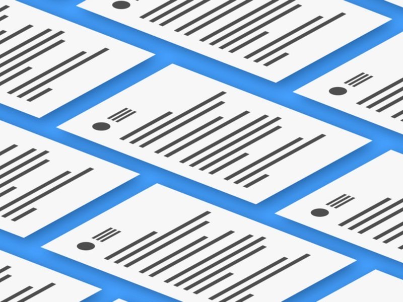 Documents on a blue background