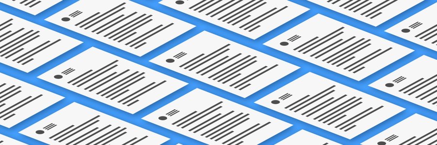 Documents on a blue background