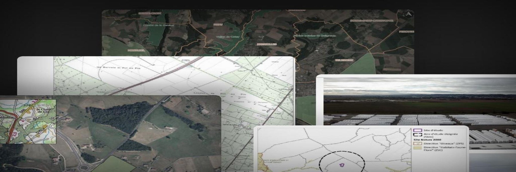 Screenshots of various environmental maps.