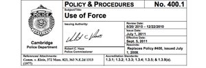 Cambridge police release use of deadly force policy
