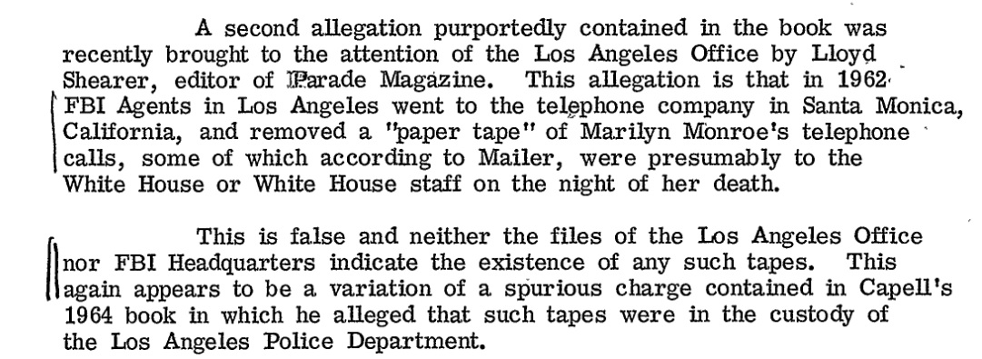 FBI tried to fact check Norman Mailer's factoids about their role in Marilyn  Monroe's death • MuckRock