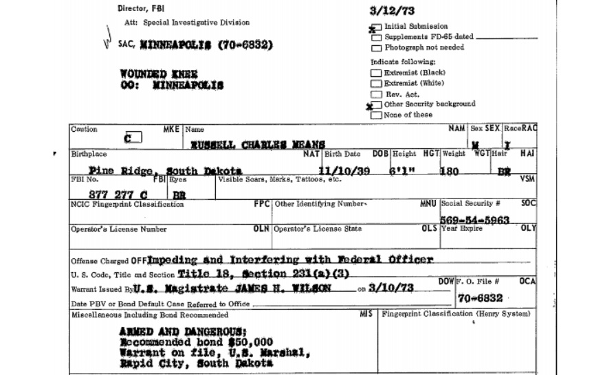 Russell Means' FBI file offers a day-by-day account of the