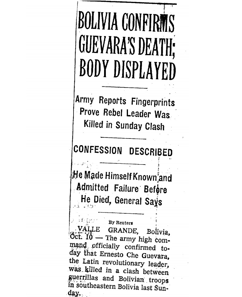 The corpse of Che Guevara, on display for the press the day after