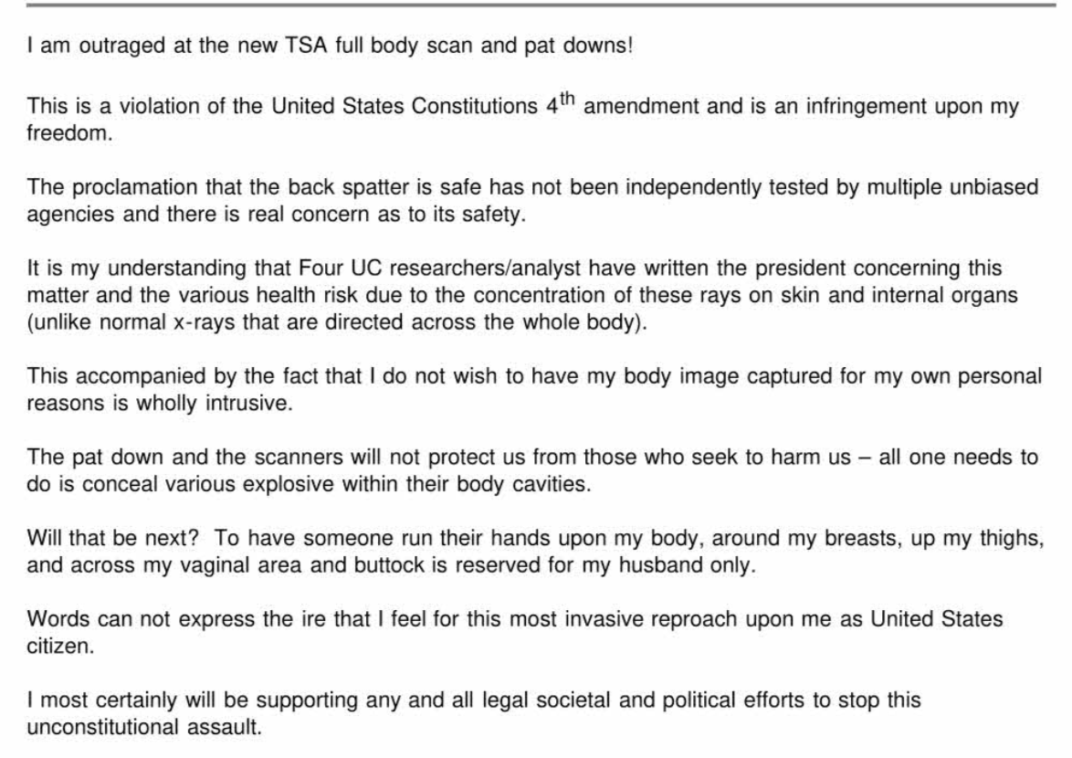 TSA complaint regarding disabilities