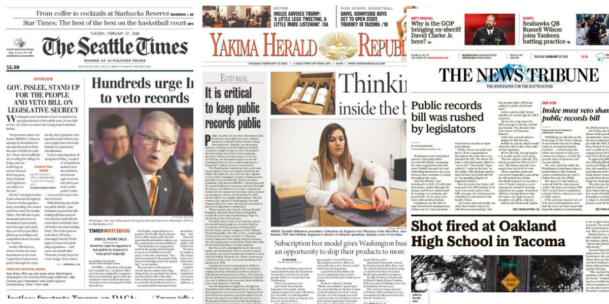 Washington State front page newspaper editorials