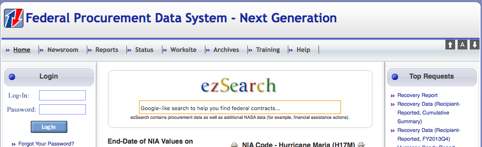 Federal Procurement Data System home page