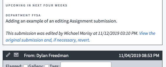 Example of an edited Assignments submission