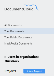 Screenshot showing drop-down menu feature that allows you to see membership of organizations on DocumentCloud