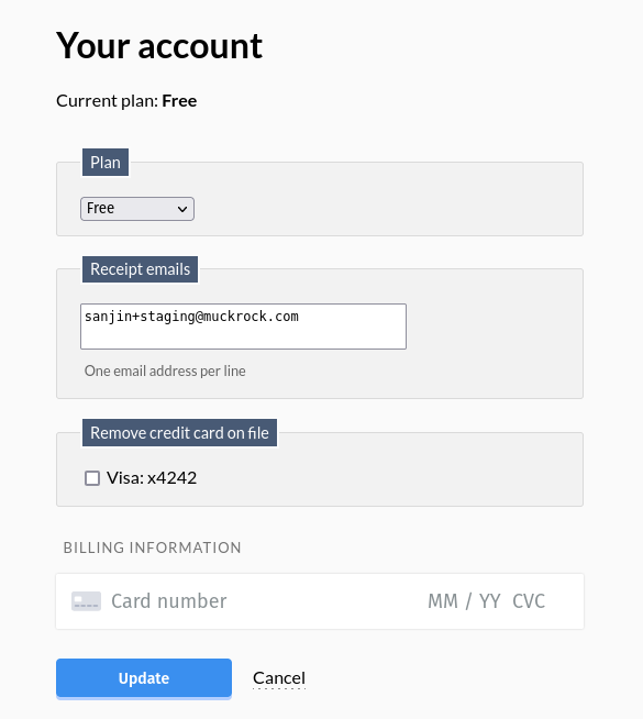 A screenshot of the interface to add or remove a credit card from your account